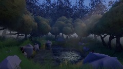 Relaxing secret forest pond