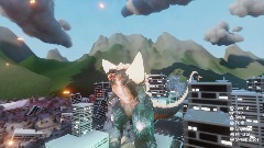 Space Godzilla destroys a City