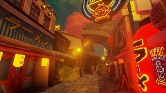 Japan street at night  - by  OBIJAWA