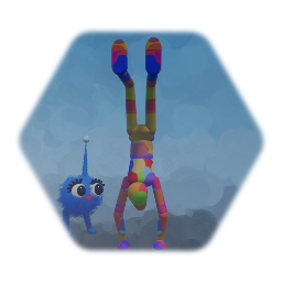 Rainbow upside down man and imp chicken