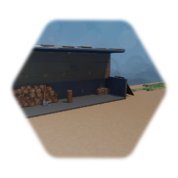 Shack with wood and axe