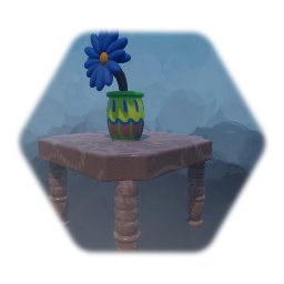 Wooden Table & Flower Vase
