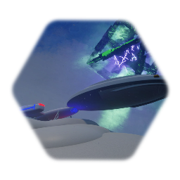 Star trek voyager borg Queens ship and cube