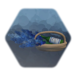 Basket of Wildflowers and Bottle