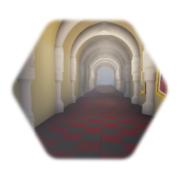 Long hallway with Mario in it