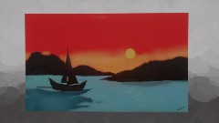 Sunset and Boat Painting